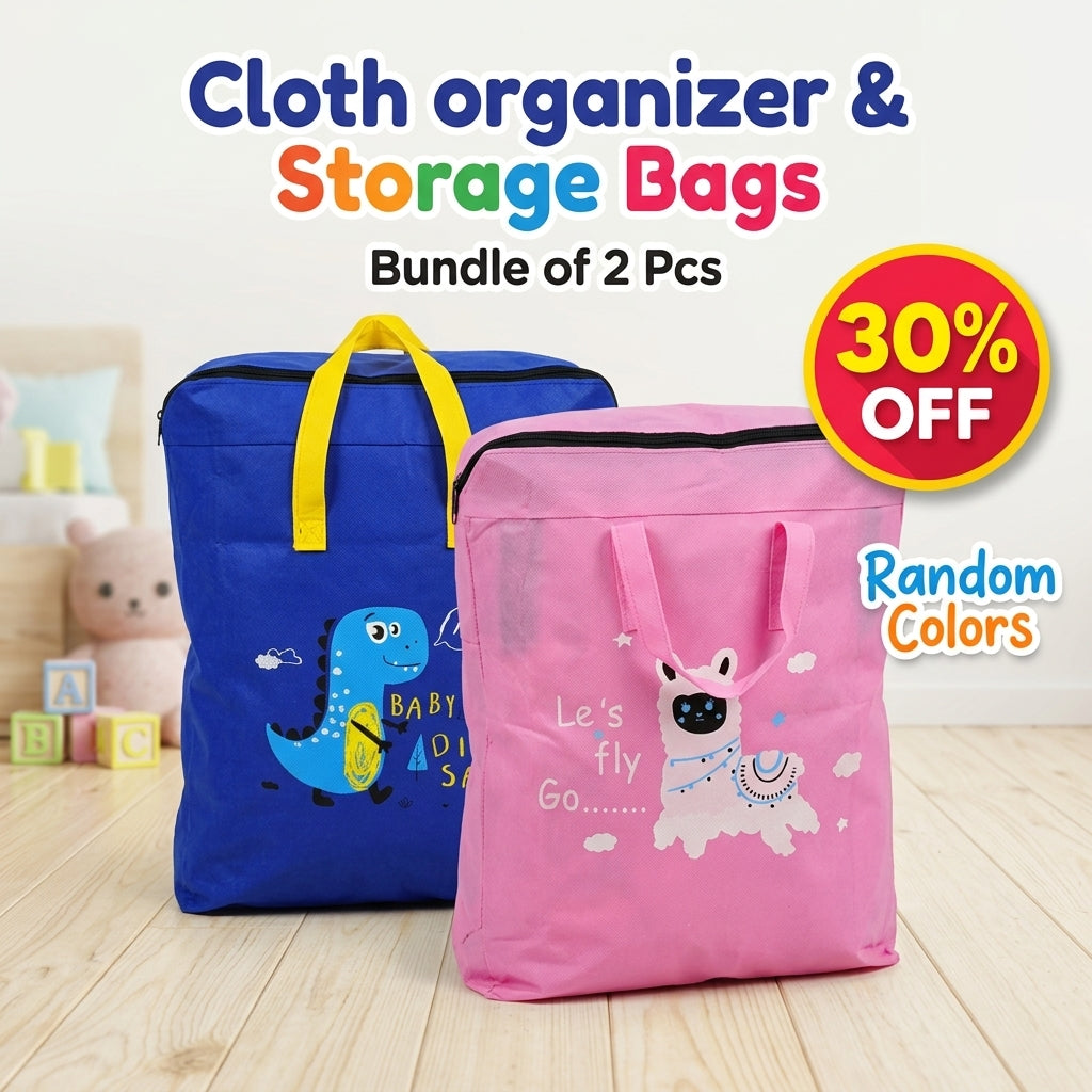 Bundle Pack of 2 Cartoon Characters Storage Bags – 30% OFF! 🦆💙