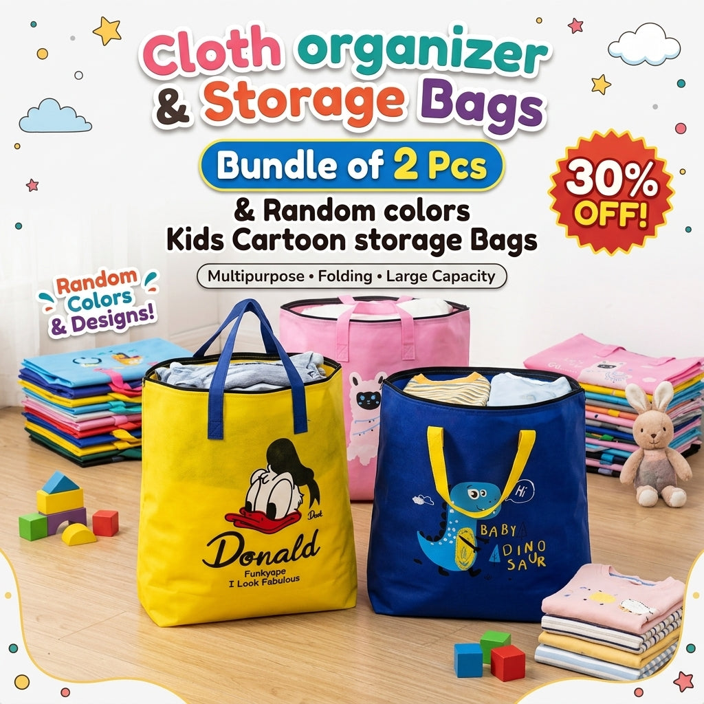 Bundle Pack of 2 Cartoon Characters Storage Bags – 30% OFF! 🦆💙