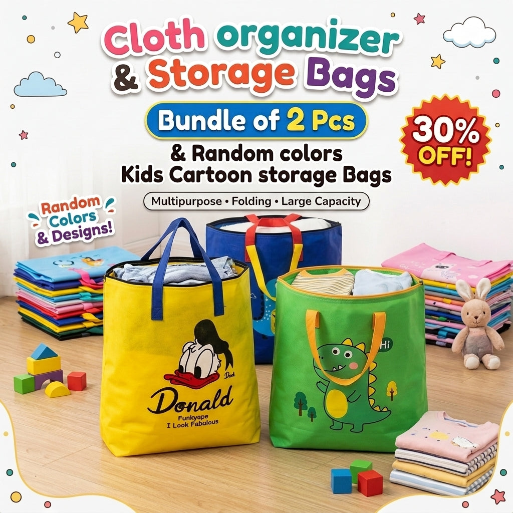 Bundle Pack of 2 Cartoon Characters Storage Bags – 30% OFF! 🦆💙