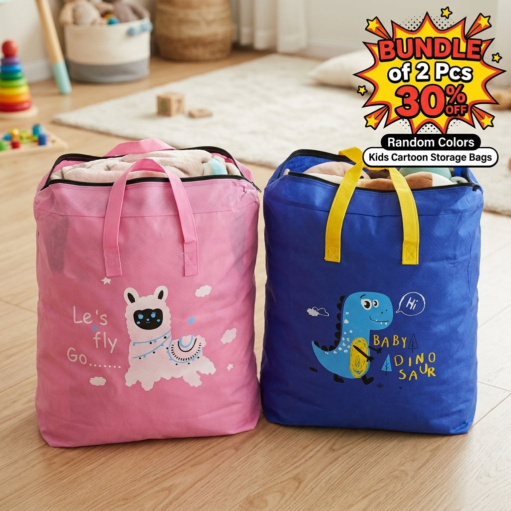 Bundle Pack of 2 Cartoon Characters Storage Bags – 30% OFF! 🦆💙