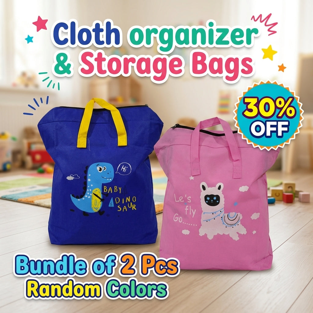 Bundle Pack of 2 Cartoon Characters Storage Bags – 30% OFF! 🦆💙