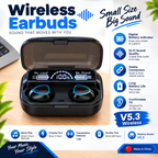 M10 DAMIX Wireless Earbuds V5.3 – Digital Battery Display, Premium Sound & Portable Charging Case