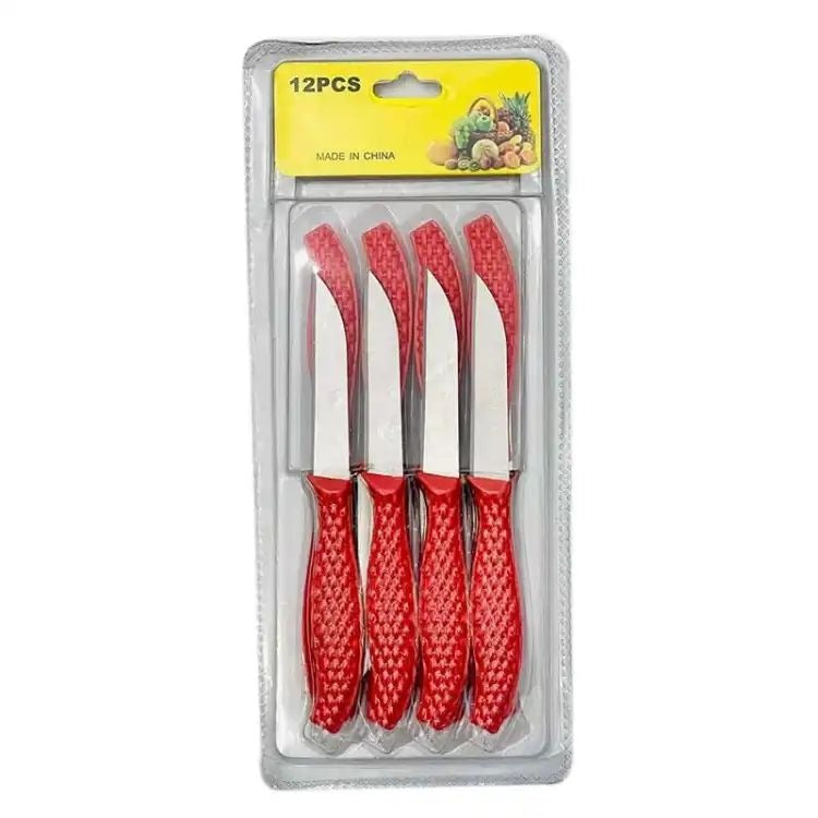 12Pcs Mini Stainless Steel Knife Set – Compact 14.5cm Carbon Steel Knives for Daily Cutting & Chopping - Random color