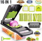 16 in 1 Multi-Functional Vegetable Cutter & Slicer with Container | Mandoline Chopper | Stainless Steel Blades | Kitchen Tool Set