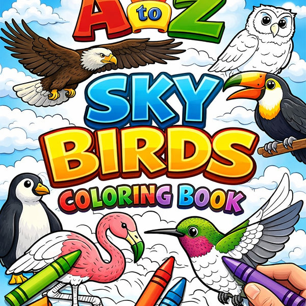 A to Z Sky Birds Alphabet Coloring Book for Kids, Educational Learning Activity