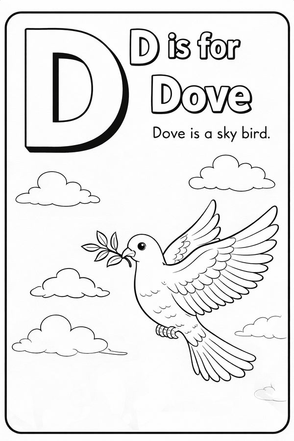 A to Z Sky Birds Alphabet Coloring Book for Kids, Educational Learning Activity