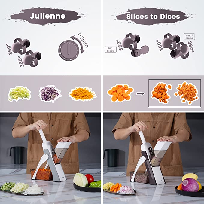 All-in-1 Adjustable Mandoline Slicer & Safe Vegetable Chopper