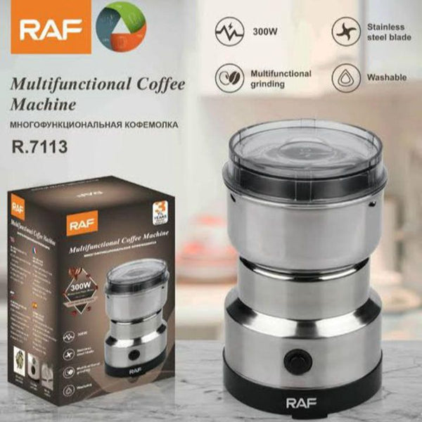 RAF Stainless Steel Electric Coffee Grinder – High-Power Bean & Spice Blender for Home Use