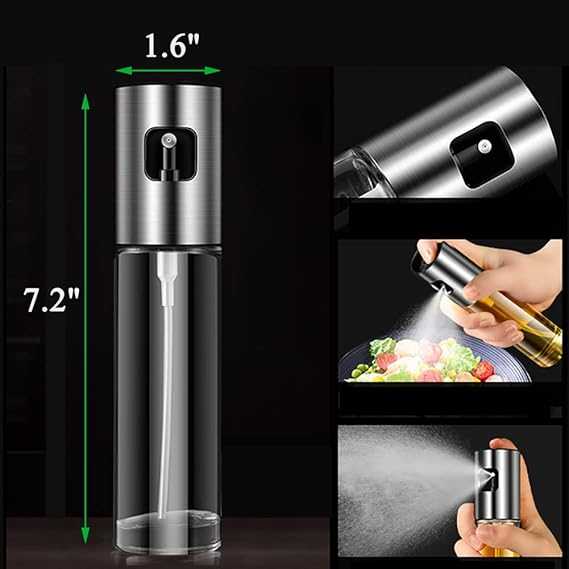 100ml Oil Spray Bottle – Stainless Steel & Glass Olive Oil Mister