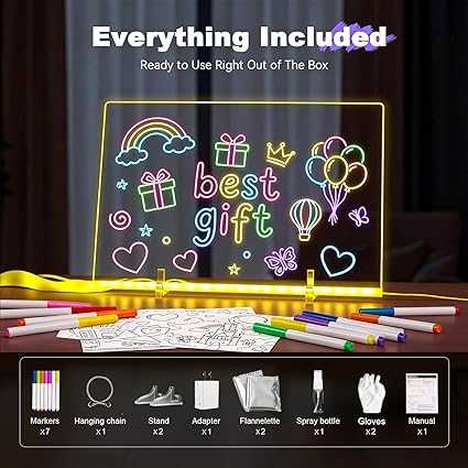 Colorful LED Writing Board – Glowing Fluorescent Drawing Tablet for Kids 20x20-oshc