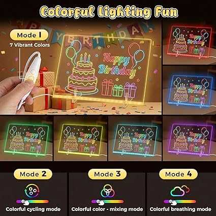 Colorful LED Writing Board – Glowing Fluorescent Drawing Tablet for Kids 20x20-oshc