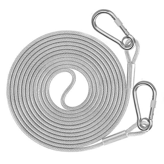 2-Meter Stainless Steel Clothesline – Strong Metal Rope with Hanging Hooks