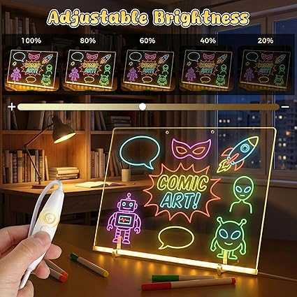 Colorful LED Writing Board – Glowing Fluorescent Drawing Tablet for Kids 20x20-oshc