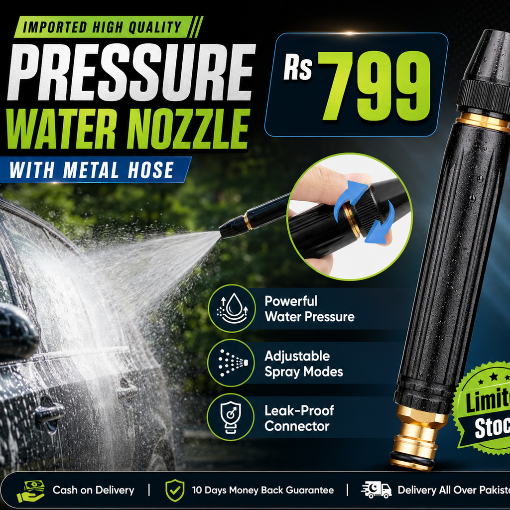 Mega Sale Offer - Imported High Quality Professional Pressure Water Nozzle with Metal Hose Rs 799