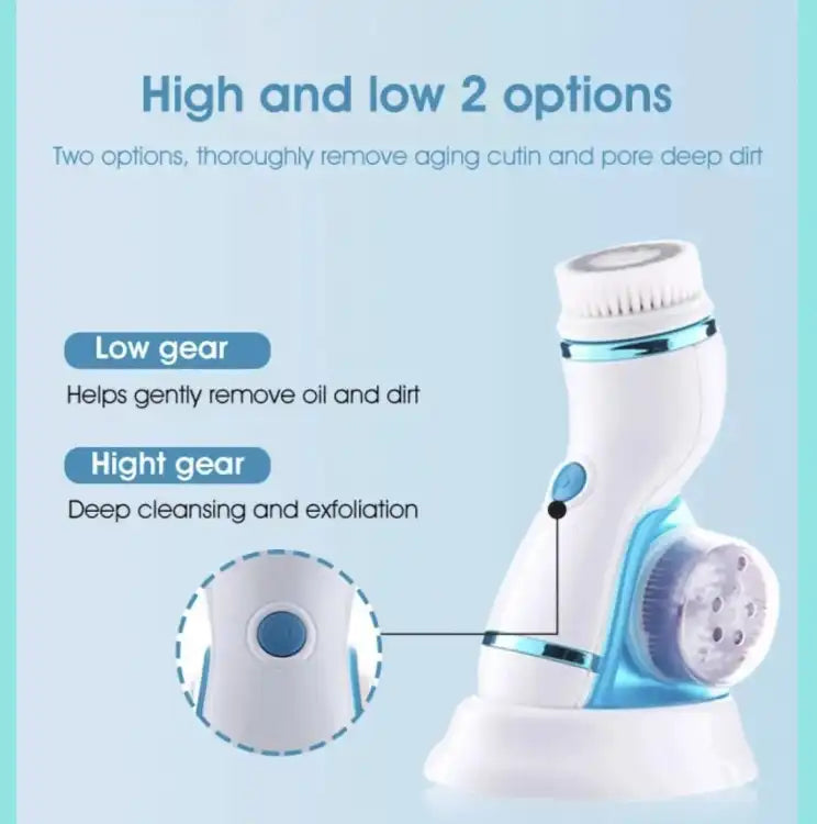 Cnaier 4 in 1 Electric Cleanser | Facial Cleansing Brush & Massager - Face Brush Set | Electric Rotating Face Scrubber for Deep Cleaning, Exfoliating, Blackhead Removing AE-8286