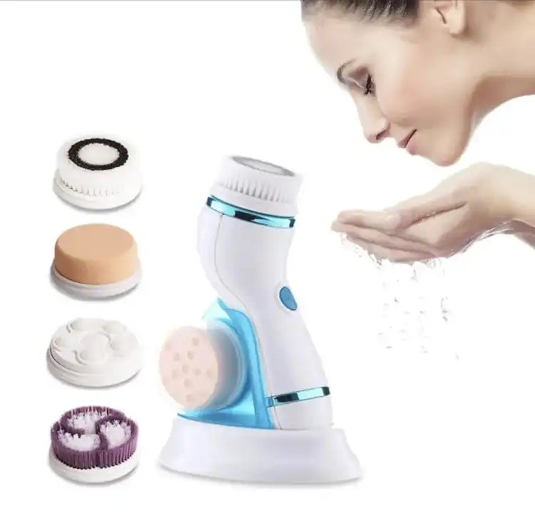 Cnaier 4 in 1 Electric Cleanser | Facial Cleansing Brush & Massager - Face Brush Set | Electric Rotating Face Scrubber for Deep Cleaning, Exfoliating, Blackhead Removing AE-8286
