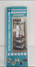 Multifunctional Corner Coat Rack | Nail-Free Installation | Space-Saving Coat & Storage Organizer | Waterproof & Durable | 3 Layers | Random Colour