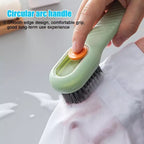 Multifunctional Shoe Brush with Liquid Box, Household Soft Fur Liquid Cleaning Shoe Brush, Long Handle Shoe Brush Press Type Automatic Liquid Shoe Brush (C)