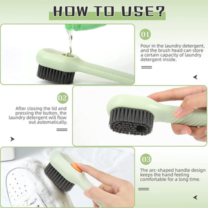 Multifunctional Shoe Brush with Liquid Box, Household Soft Fur Liquid Cleaning Shoe Brush, Long Handle Shoe Brush Press Type Automatic Liquid Shoe Brush (C)