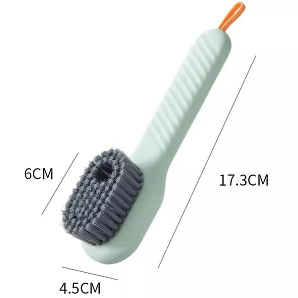 Multifunctional Shoe Brush with Liquid Box, Household Soft Fur Liquid Cleaning Shoe Brush, Long Handle Shoe Brush Press Type Automatic Liquid Shoe Brush (C)