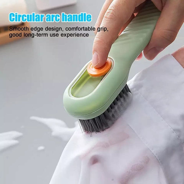 Multifunctional Shoe Brush with Liquid Box, Household Soft Fur Liquid Cleaning Shoe Brush, Long Handle Shoe Brush Press Type Automatic Liquid Shoe Brush (C)