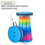 Portable Rainbow Telescopic Stool – Light weight Collapsible Folding Seat for Camping, Fishing, Hiking & Outdoor Activities – Adjustable Height
