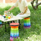 Portable Rainbow Telescopic Stool – Light weight Collapsible Folding Seat for Camping, Fishing, Hiking & Outdoor Activities – Adjustable Height