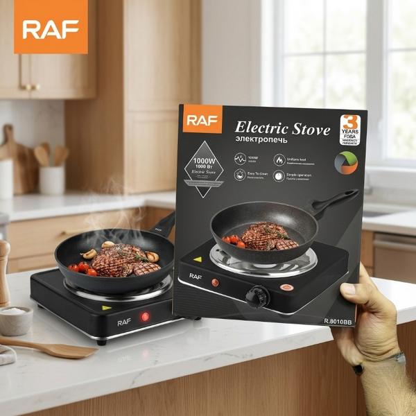 RAF 1000W Single Electric Stove – Portable Hot Plate Countertop Cooker with Adjustable Temperature Control & Overheat Protection
