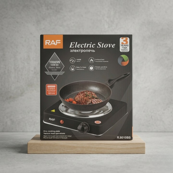 RAF 1000W Single Electric Stove – Portable Hot Plate Countertop Cooker with Adjustable Temperature Control & Overheat Protection