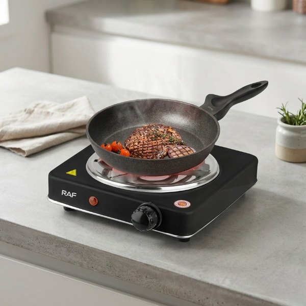 RAF 1000W Single Electric Stove – Portable Hot Plate Countertop Cooker with Adjustable Temperature Control & Overheat Protection