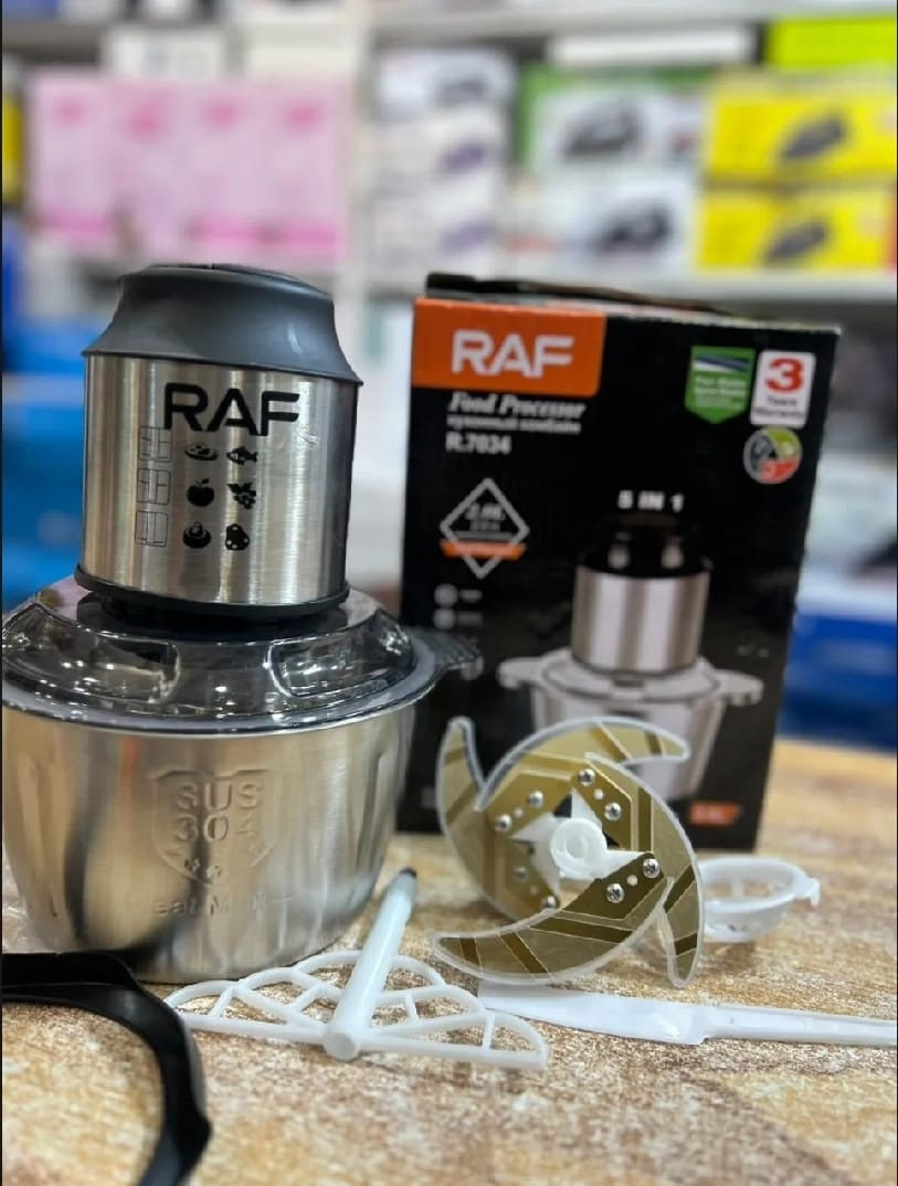 RAF Electric Meat Chopper 5 in 1 800W 2L Stainless Steel Bowl Food Processor For Meat And Vegetables