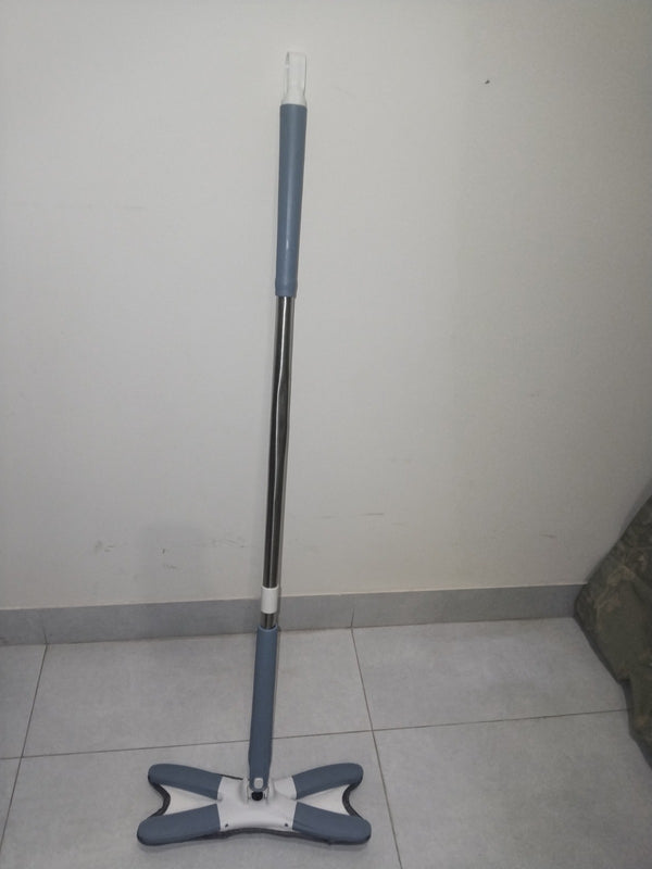Rotating X Mop Flat Microfiber Floor Mop with 360° Squeeze System and Replaceable Cloth Heads