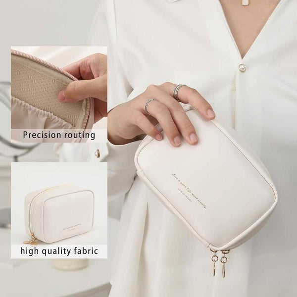 Large Travel Makeup Bag – Waterproof PU Leather Cosmetic Organizer