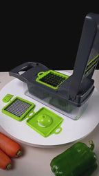 16 in 1 Multi-Functional Vegetable Cutter & Slicer with Container | Mandoline Chopper | Stainless Steel Blades | Kitchen Tool Set