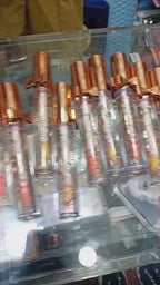 Luxury Pink Glossy Lip Oil With Gold Flakes High Shine Moisturizing Formula
