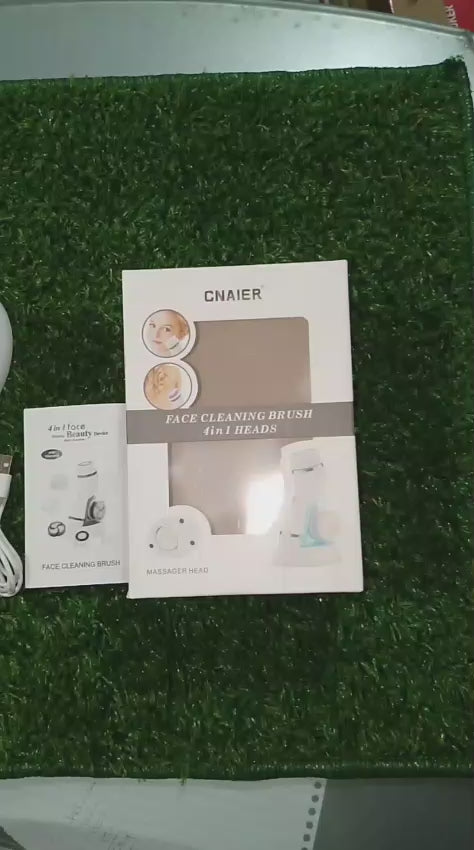 Cnaier 4 in 1 Electric Cleanser | Facial Cleansing Brush & Massager - Face Brush Set | Electric Rotating Face Scrubber for Deep Cleaning, Exfoliating, Blackhead Removing AE-8286