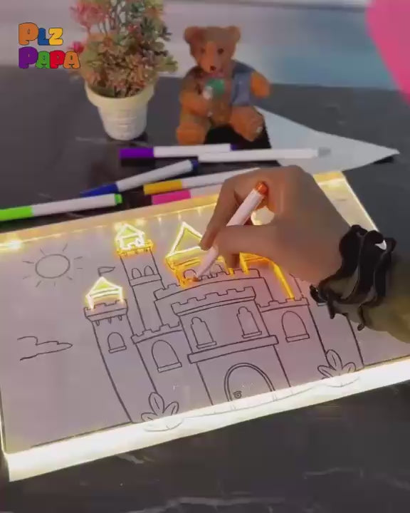 Colorful LED Writing Board – Glowing Fluorescent Drawing Tablet for Kids 20x20-oshc