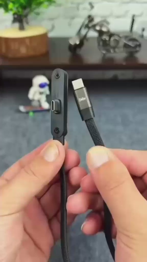 2 in 1 USB-C to USB-C Fast Charging Cable with Mobile Stand 240W Super Fast Charger Nylon Braided 1.5M