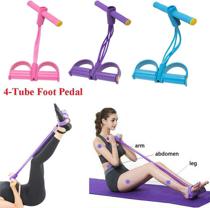 Foot Pedal Resistance Band Elastic Sit-Up Pull Rope Yoga Fitness Gym - Elastic Pull Ropes Tummy Trimmer ( Random Color )