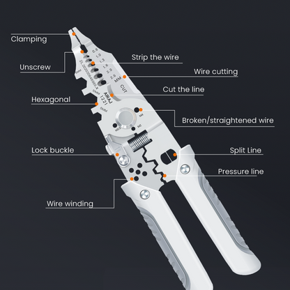 Multi-Function Wire Stripper and Cutter – 10-in-1 Electrical Tool with Wire Cutting, Stripping, Crimping &amp; Screw Functions