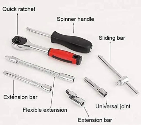 46-Piece Socket Wrench Set – Complete Ratchet & Bit Tool Kit
