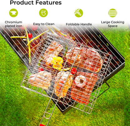 Bbq Stainless Steel Hand Grill (Small Size).13.39" x 9.06 "