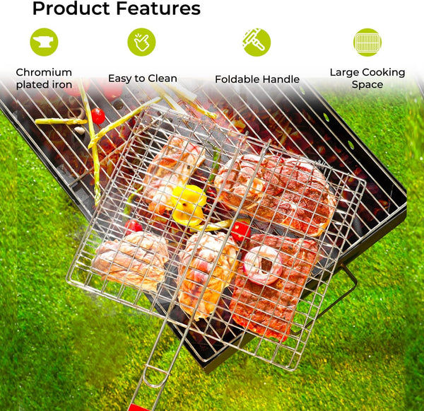 Bbq Stainless Steel Hand Grill (Small Size).13.39" x 9.06 "