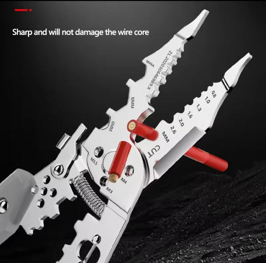 Multi-Function Wire Stripper and Cutter – 10-in-1 Electrical Tool with Wire Cutting, Stripping, Crimping &amp; Screw Functions