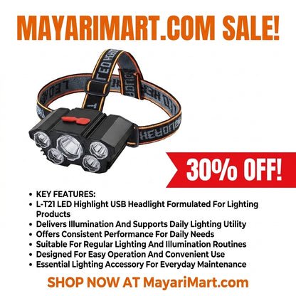 L-T21 LED Highlight USB Headlight - Lighting Product Designed For Illumination And Daily Lighting Routine