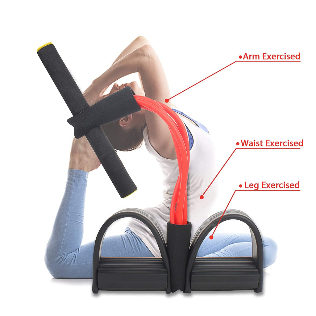 Foot Pedal Resistance Band Elastic Sit-Up Pull Rope Yoga Fitness Gym - Elastic Pull Ropes Tummy Trimmer ( Random Color )