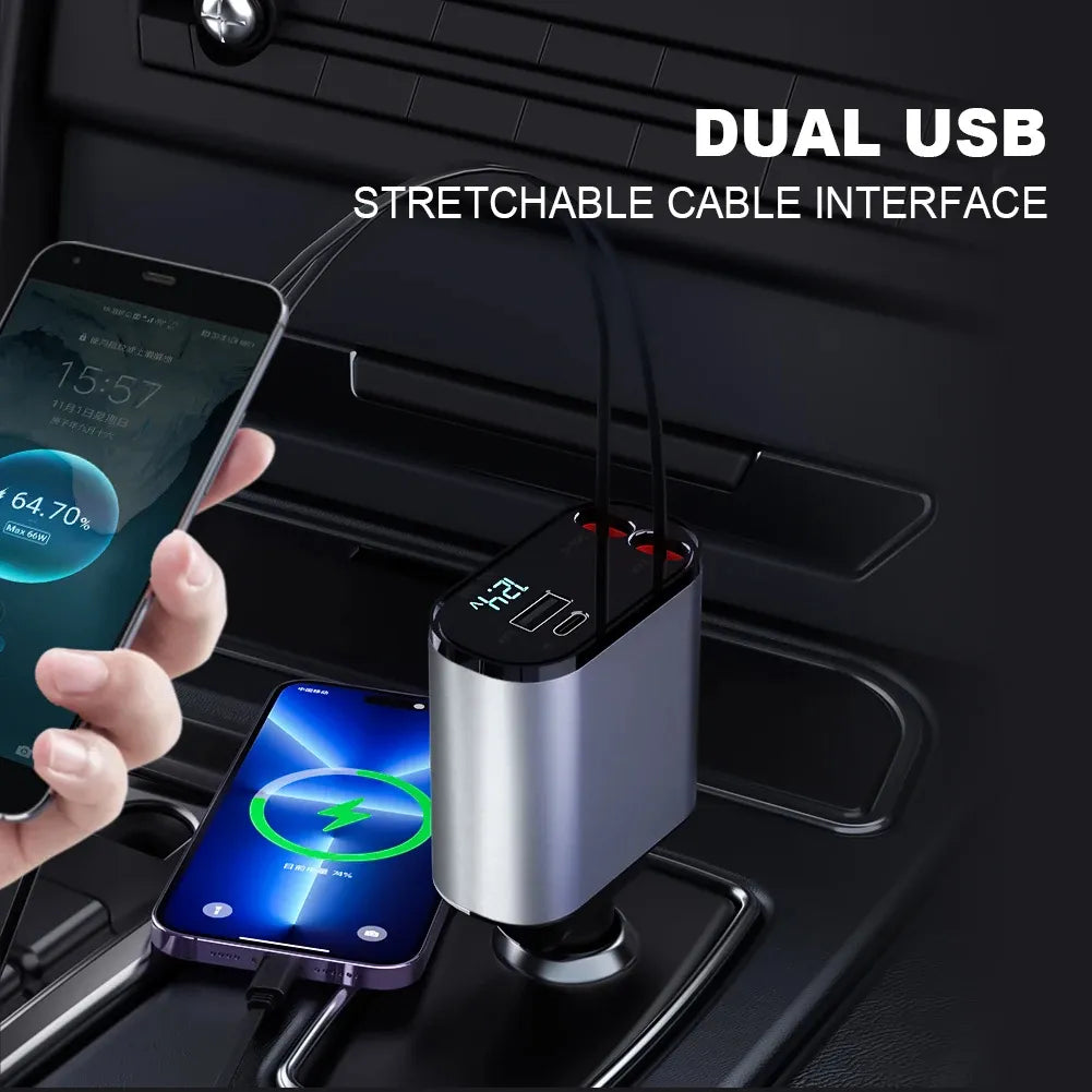 4 In 1 Multi Functional Car Charger Fast Charging With Star Light Providing Durable Quality