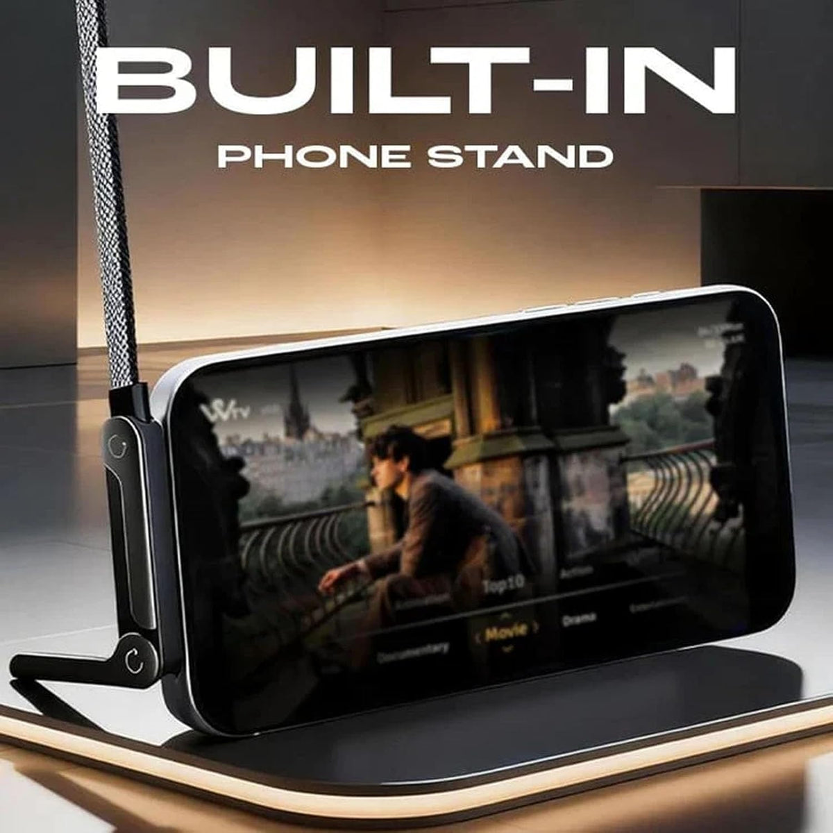 2 in 1 USB-C to USB-C Fast Charging Cable with Mobile Stand 240W Super Fast Charger Nylon Braided 1.5M