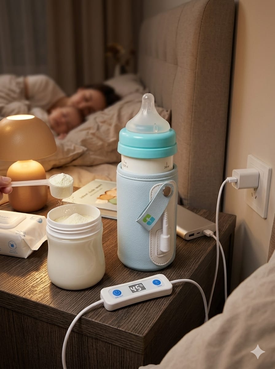 USB Baby Bottle Warmer with Adjustable Temperature Display – Portable Milk Warmer Sleeve for Car, Power Bank & Travel Use