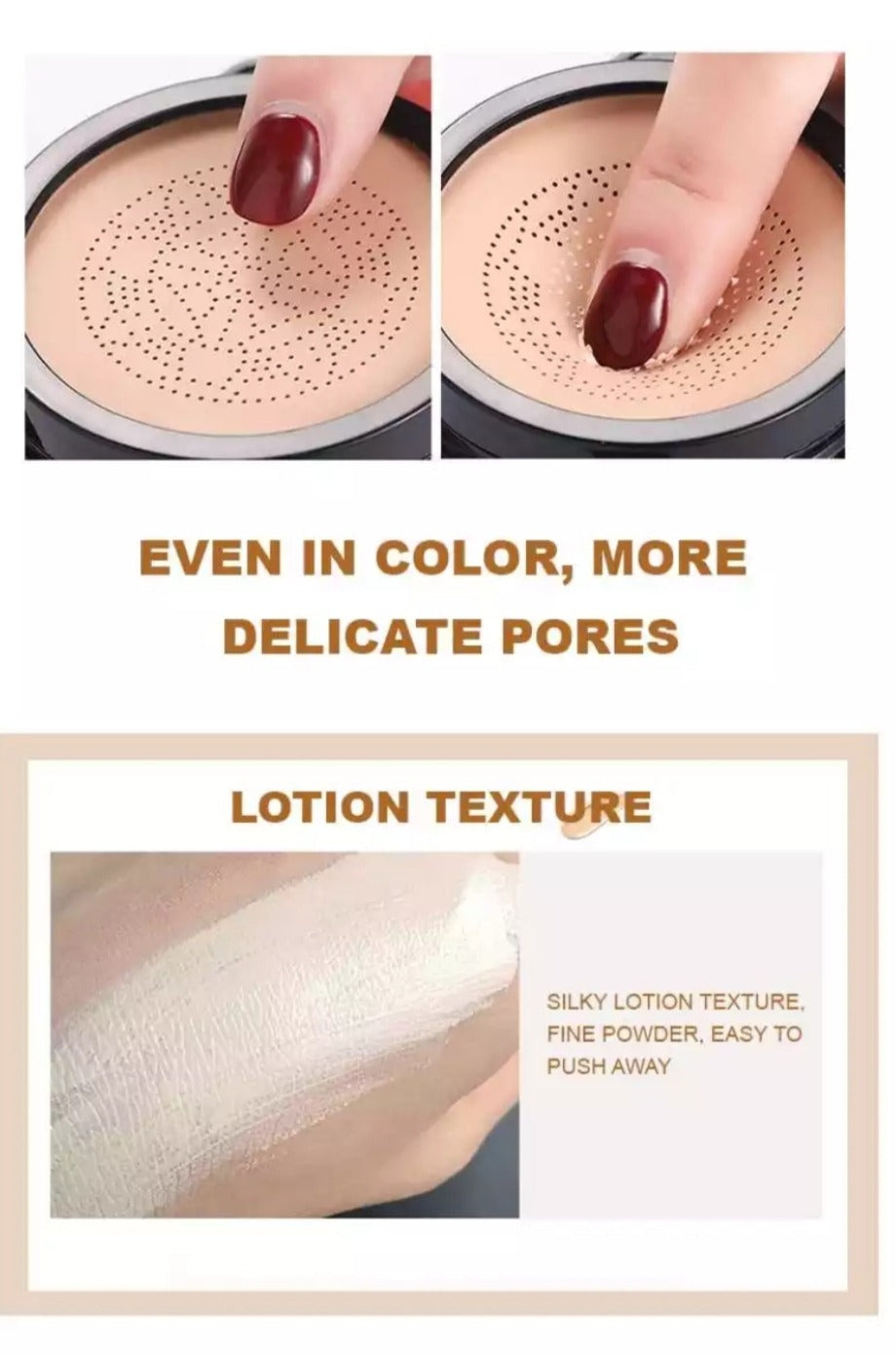 SUNISA Waterproof Mushroom Head Air Cushion Foundation – BB &amp; CC Cream with Moisturizing Liquid Base and Sponge Applicator